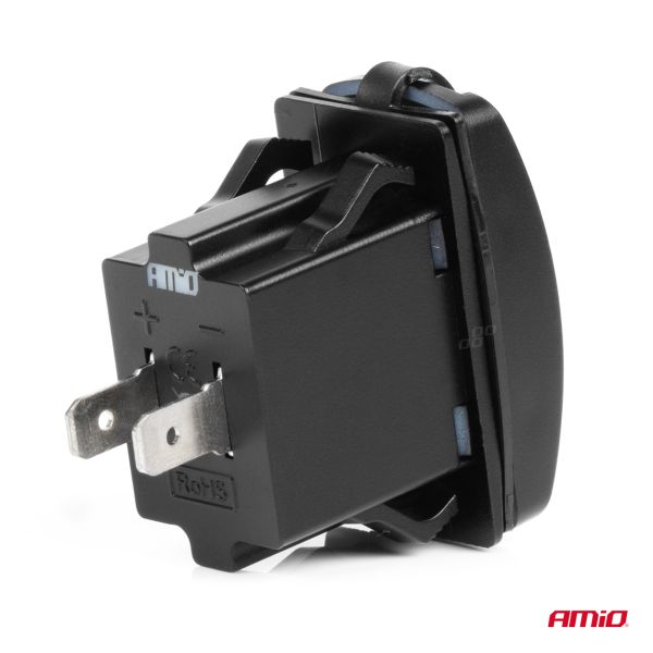 ΠΡΙΖΑ ΜΕ 2 ΘΥΡΕΣ-USB & USB-C ΚΑΙ ΚΑΠΑΚΙ 12/24V QUICK CHARGE 3.0 ΑΔΙΑΒΡΟΧΗ ΜΑΚΡΟΣΤΕΝΟ ΣΧΗΜΑ ΜΑΥΡΗ  AMIO - 1 Τεμ.
