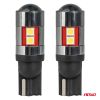 Amio - Λάμπες LED CAN Bus T10 W5W (W2.1x9.5d) Universal για Επιβατικά Αυτοκίνητα & Φορτηγά με τάση 12V-48V & 9xSMD 3030 σε Λευκή απόχρωση 5500K Chrome/Black - Σετ 2 τεμ. (04244/AM)