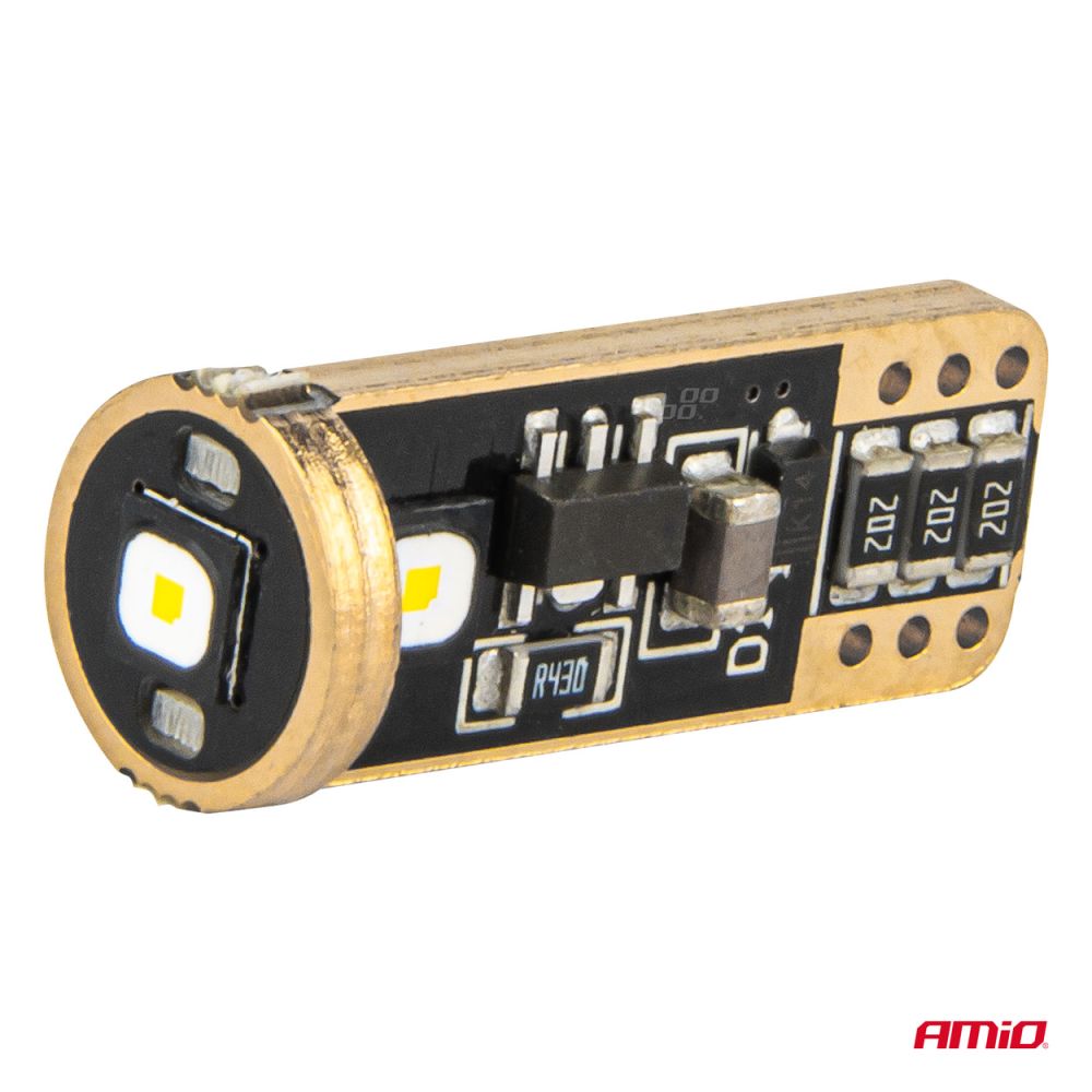 Amio - ΛΑΜΠΑΚΙΑ T10 W5W 12V/24V LED CAN-BUS 3xSMD 3838 ΛΕΥΚΟ 5500K - 2 ΤΕΜ. (04246/AM)