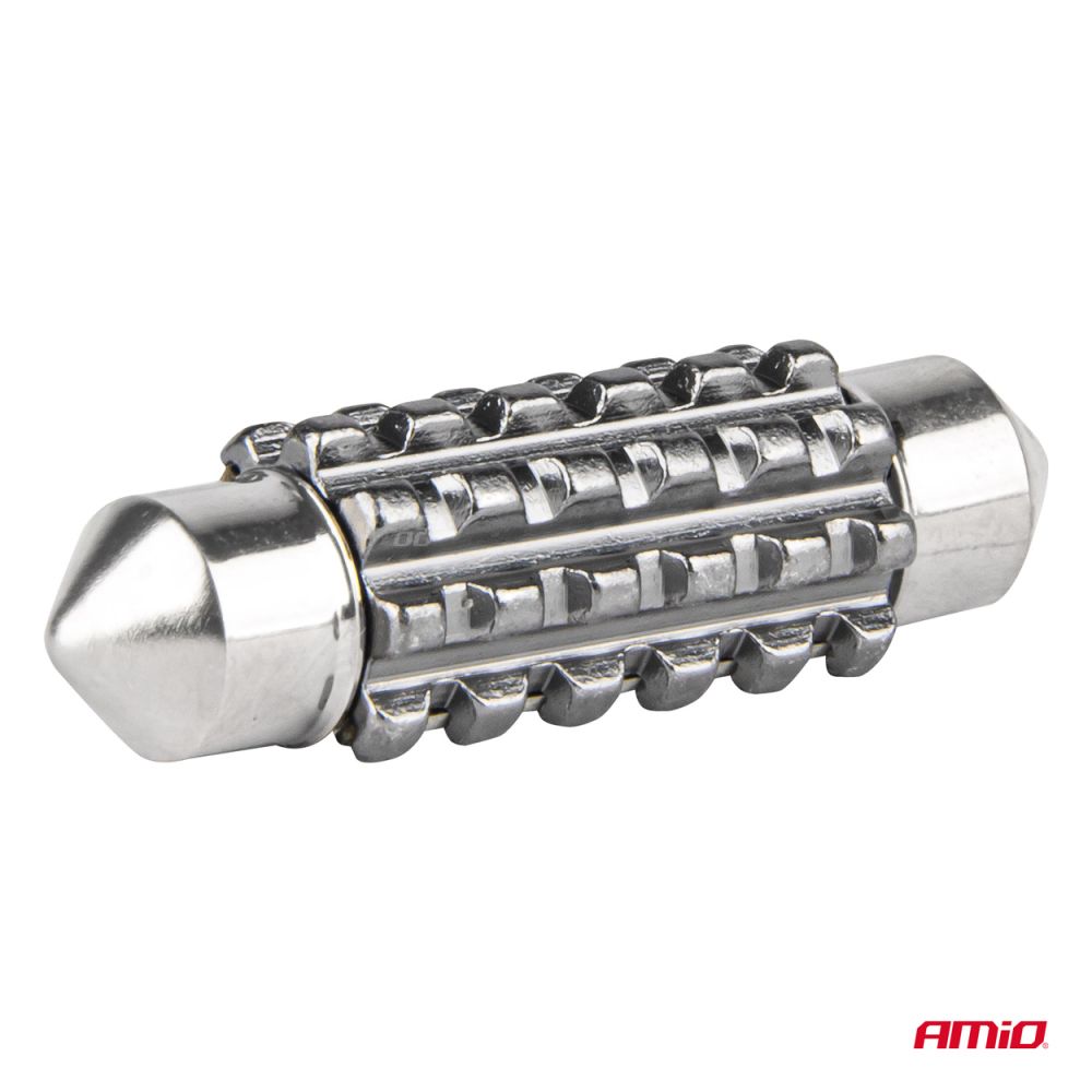 Amio - ΛΑΜΠΑΚΙΑ ΠΛΑΦΟΝΙΕΡΑΣ 39mm 12/24V C5W 5500K 12xSMD 3838 CAN-BUS FESTOON (ΛΕΥΚΟ) - 2 ΤΕΜ. (04249/AM)