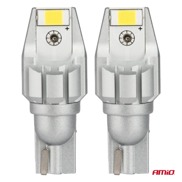 Amio - Λάμπα LED CANBUS T15 (W16W) 2SMD 3570 Λευκή 6000K 12V/24V για Φώτα Όπισθεν & Βοηθητικό Φωτισμό - 2τεμ. (04257/AM)