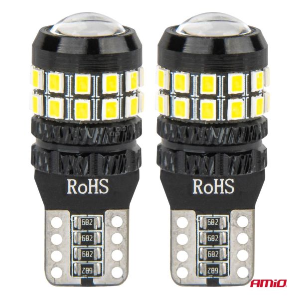Amio - Λάμπες LED CANBUS T10 (W5W) 27SMD 2016 Λευκές 5500K 12V/24V - 2τεμ. (04258/AM)
