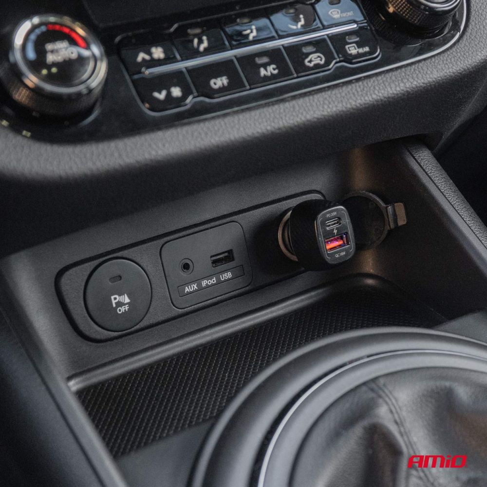 Amio - ΦΟΡΤΙΣΤΗΣ ΑΝΑΠΤΗΡΑ ΜΕ 2 ΘΥΡΕΣ USB-A QUICK CHARGE+USB-C 20W ΜΑΥΡΟ - 1 Τεμ. (04282/AM)