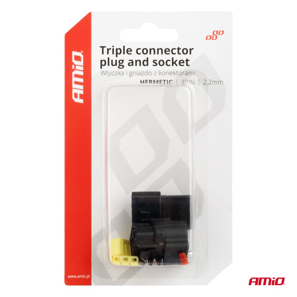 Amio - ΦΙΣΑ ΣΥΝΔΕΣΗΣ ΜΕ ΥΠΟΔΟΧΗ 3 PIN Φ2,2mm ΑΔΙΑΒΡΟΧΗ - 1 τεμ. (04347/AM)