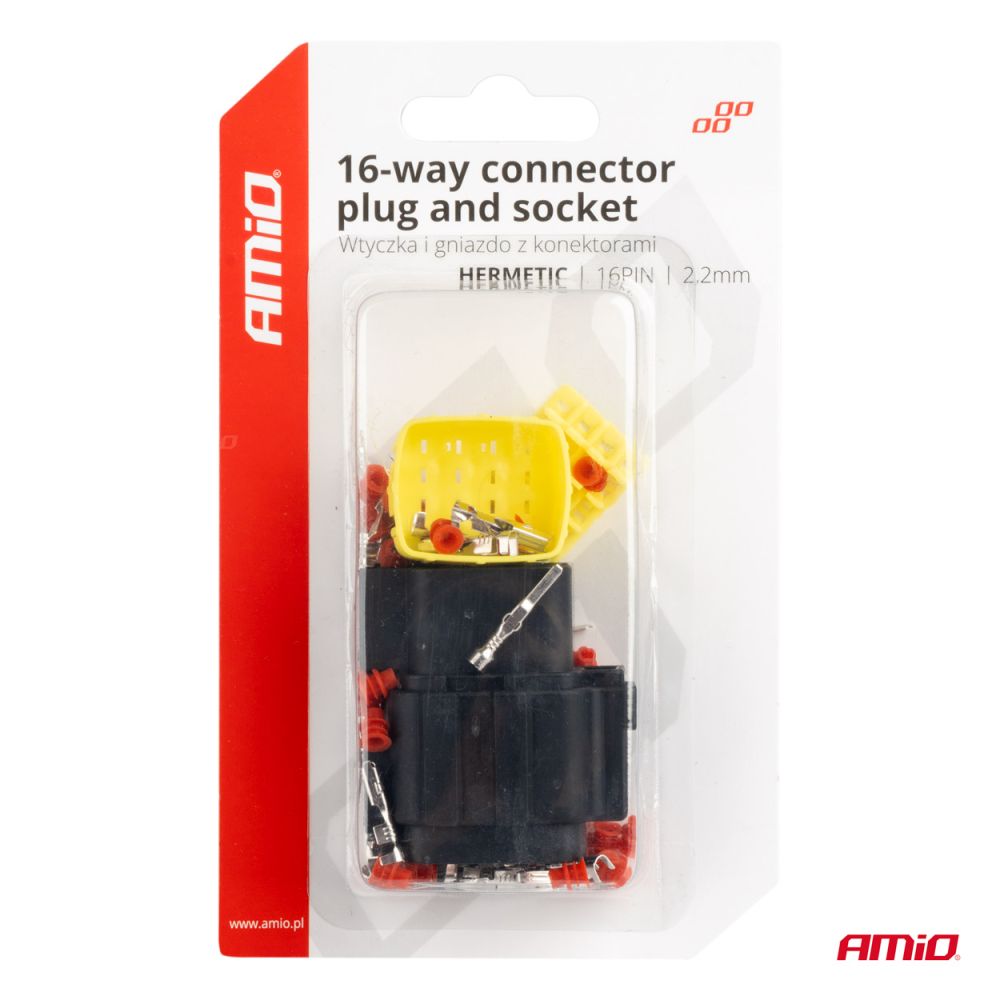 Amio - ΦΙΣΑ ΣΥΝΔΕΣΗΣ ΜΕ ΥΠΟΔΟΧΗ 16 PIN Φ2,2mm ΑΔΙΑΒΡΟΧΗ - 1 τεμ. (04353/AM)