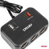 Amio - ΑΝΤΑΠΤΟΡΑΣ ΑΝΑΠΤΗΡΑ 12/24V 120W ΜΑΥΡΟΣ/3 ΘΕΣΕΙΣ/1xUSB-A+1xUSB-C QC 4.0 ΤΑΧΕΙΑΣ ΦΟΡΤΙΣΗΣ/ΚΑΛΩΔΙΟ 80cm - 1 Τεμ. (04365/AM)