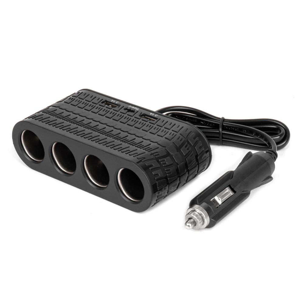 Amio - ΑΝΤΑΠΤΟΡΑΣ ΑΝΑΠΤΗΡΑ 12/24V 120W ΜΑΥΡΟΣ - 4 ΘΕΣΕΙΣ - 2xUSB-A + 1xUSB-C - ΚΑΛΩΔΙΟ 80cm - 1 Τεμ. (04367/AM)