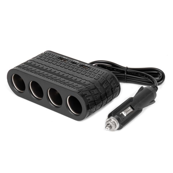 ΑΝΤΑΠΤΟΡΑΣ ΑΝΑΠΤΗΡΑ 12/24V 120W ΜΑΥΡΟΣ - 4 ΘΕΣΕΙΣ - 2xUSB-A + 1xUSB-C - ΚΑΛΩΔΙΟ 80cm AMIO - 1 Τεμ.