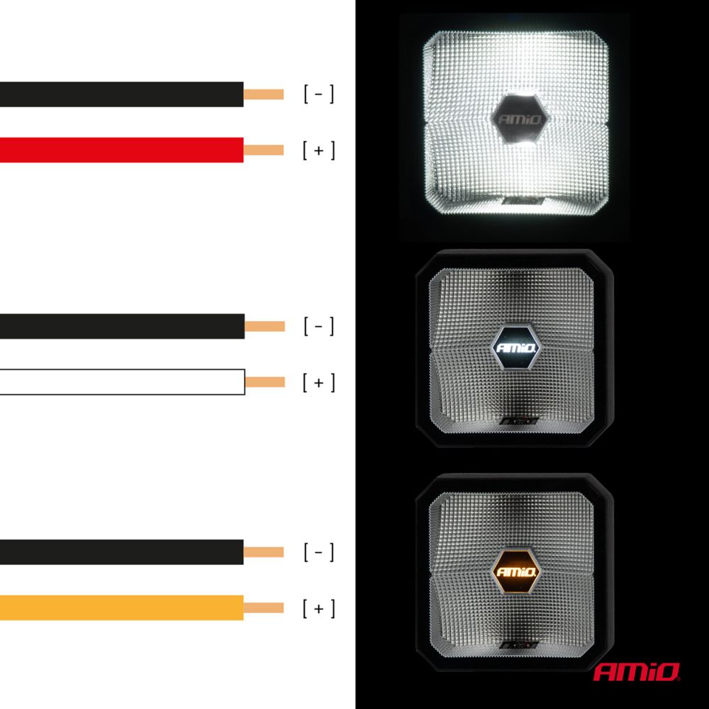 Amio - ΠΡΟΒΟΛΕΑΣ ΕΡΓΑΣΙΑΣ ΤΕΤΡΑΓΩΝΟΣ LED 30W 9>50V 3 ΧΡΗΣΕΩΝ ΛΕΥΚΟ/ΠΟΡΤΟΚΑΛΙ ΦΩΣ 110x110x52mm - 1 Τεμ. (04394/AM)
