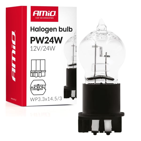Amio - Λάμπα Αλογόνου PW24W 12V 24W Βάση WP3.3x14.5-3 για Φώτα Ημέρας (DRL) & Θέσης  - 1 τεμ.(04409/AM)