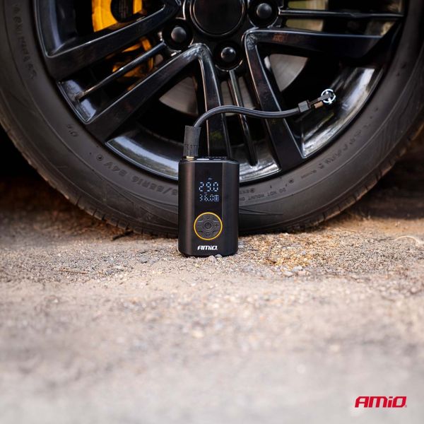 Amio - Φορητός Αεροσυμπιεστής Μπαταρίας ACOMP-25 40W έως 10 bar με Οθόνη LED & Φακό – USB-C - 1 Τεμ. (04414/AM)