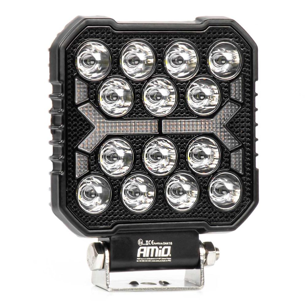 Amio - LED Λάμπα Εργασίας 42W 4200lm 6500K με Προειδοποιητικό Φως (Λευκό + Κίτρινο) – 9–36V Spot Αλουμινένια - 1 τεμ. - (04418/AM)