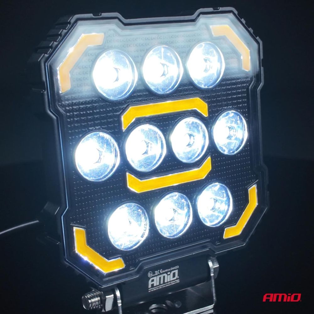 Amio - Προβολέας Εργασίας LED AWL79 SPOT 48W 3000lm 6500K με Λευκό + Κίτρινο φώς προειδοποίησης  9/36V - 1 τεμ. (04423/AM)