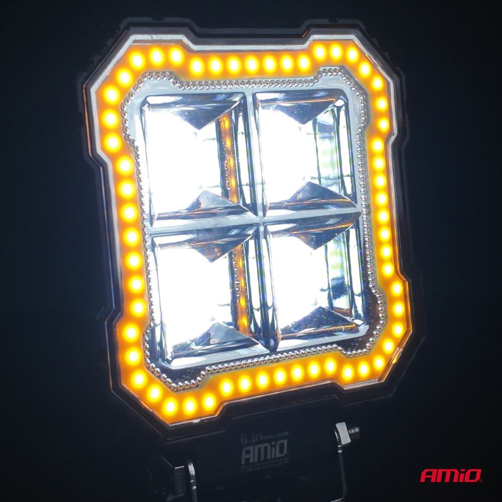 Amio - Προβολέας Εργασίας LED AWL84 FLOOD 48W 4800lm 6500K με σταθερή Κίτρινη LED μπάρα – 9–36V - 1 τεμ. (04428/AM)