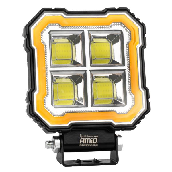 Amio - Προβολέας Εργασίας LED AWL84 FLOOD 48W 4800lm 6500K με σταθερή Κίτρινη LED μπάρα – 9–36V - 1 τεμ. (04428/AM)