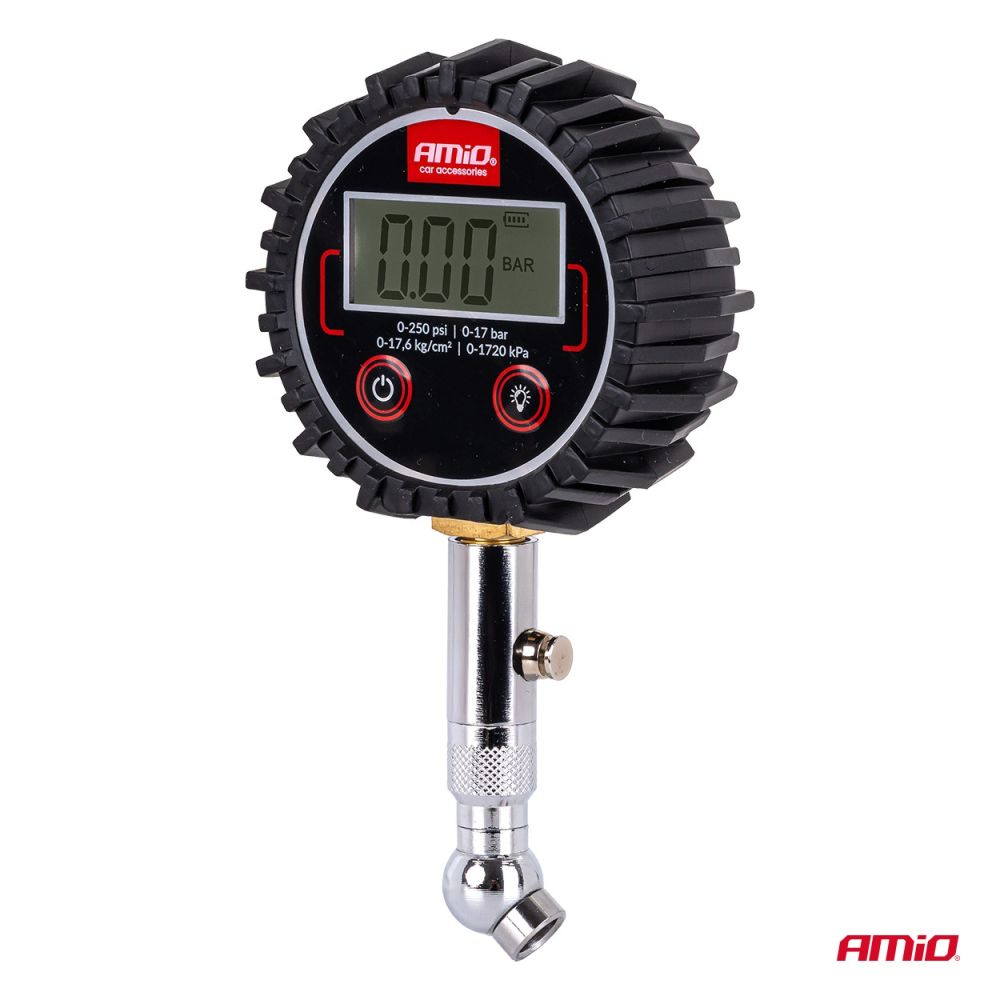 AMiO - Μετρητής Πίεσης Αέρα Ελαστικών Ψηφιακός max 17 Bar με Περιστρεφόμενη Κεφαλή και Βαλβίδα Εκτόνωσης - 1 Τεμ. (04464/AM)