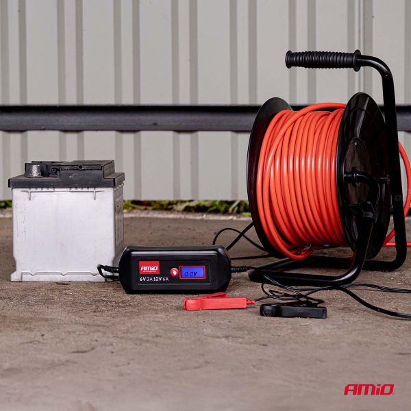 Amio - Φορτιστής Μπαταρίας Ψηφιακός DBC-6A WET AGM GEL τάση λειτουργίας 6/12V ένταση ρεύματος 6A για Επιβατικά Αυτοκίνητα και Μοτοσυκλέτες - 1 τεμ. (04524/AM)