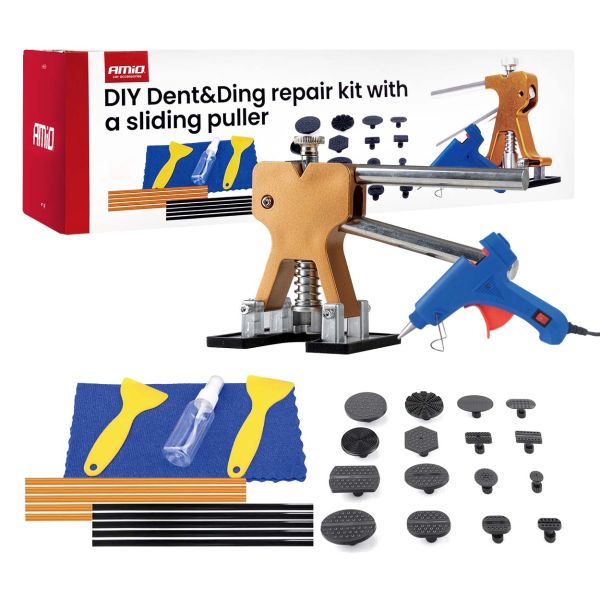 Amio - Kit Επισκευής Λαμαρίνας από Λακούβες (Αμάξωμα Οχήματος) DIY Dent+Ding Repair Kit για Επιβατικά Αυτοκίνητα - 1 σετ (04599/AM)