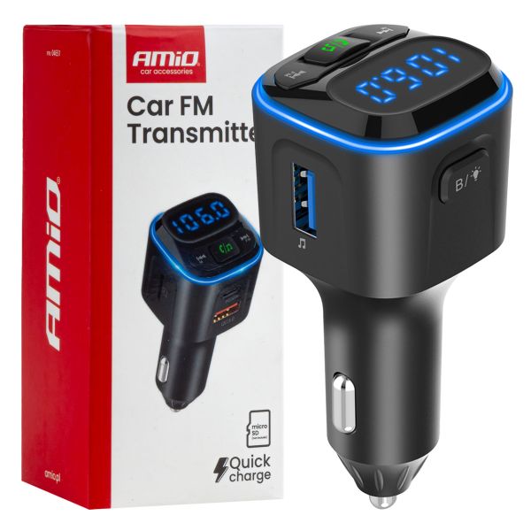 Amio - FM Transmitter Αυτοκινήτου 12/24V με 1xUSB Type-A και 2xUSB Type-C - 1 τεμ. (04651/AM)