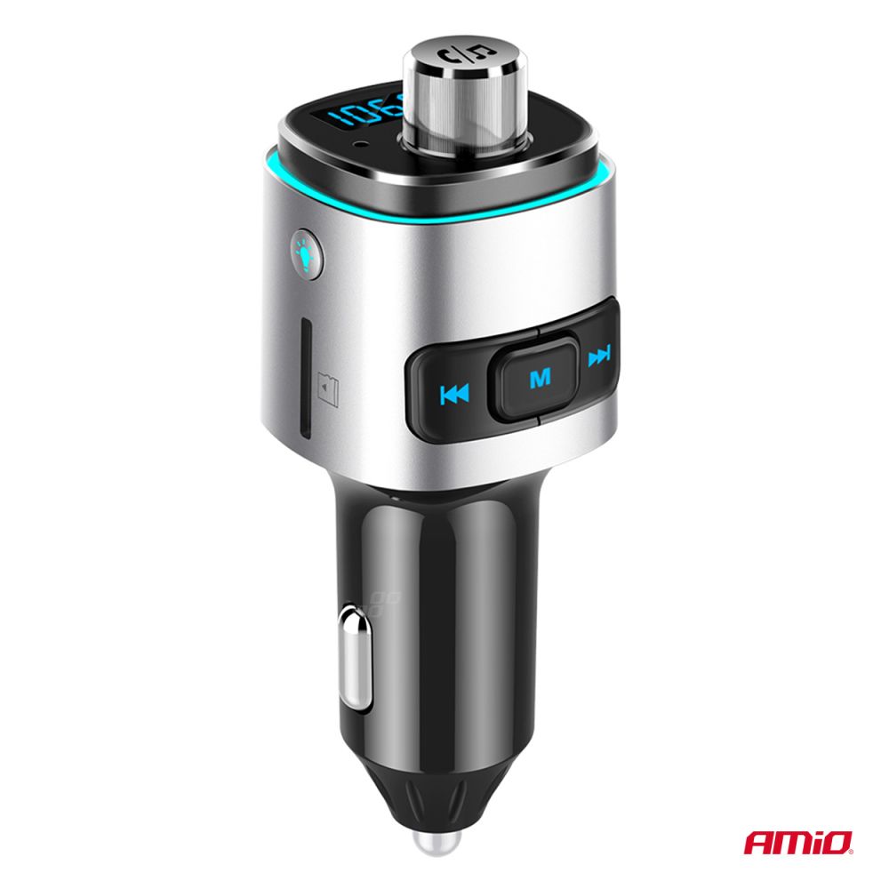 Amio - FM Transmitter Αυτοκινήτου 12/24V με 2xUSB Type-A και Υποδοχή microSD - 1 τεμ. (04654/AM)