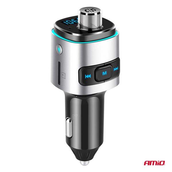 Amio - FM Transmitter Αυτοκινήτου 12/24V με 2xUSB Type-A και Υποδοχή microSD - 1 τεμ. (04654/AM)