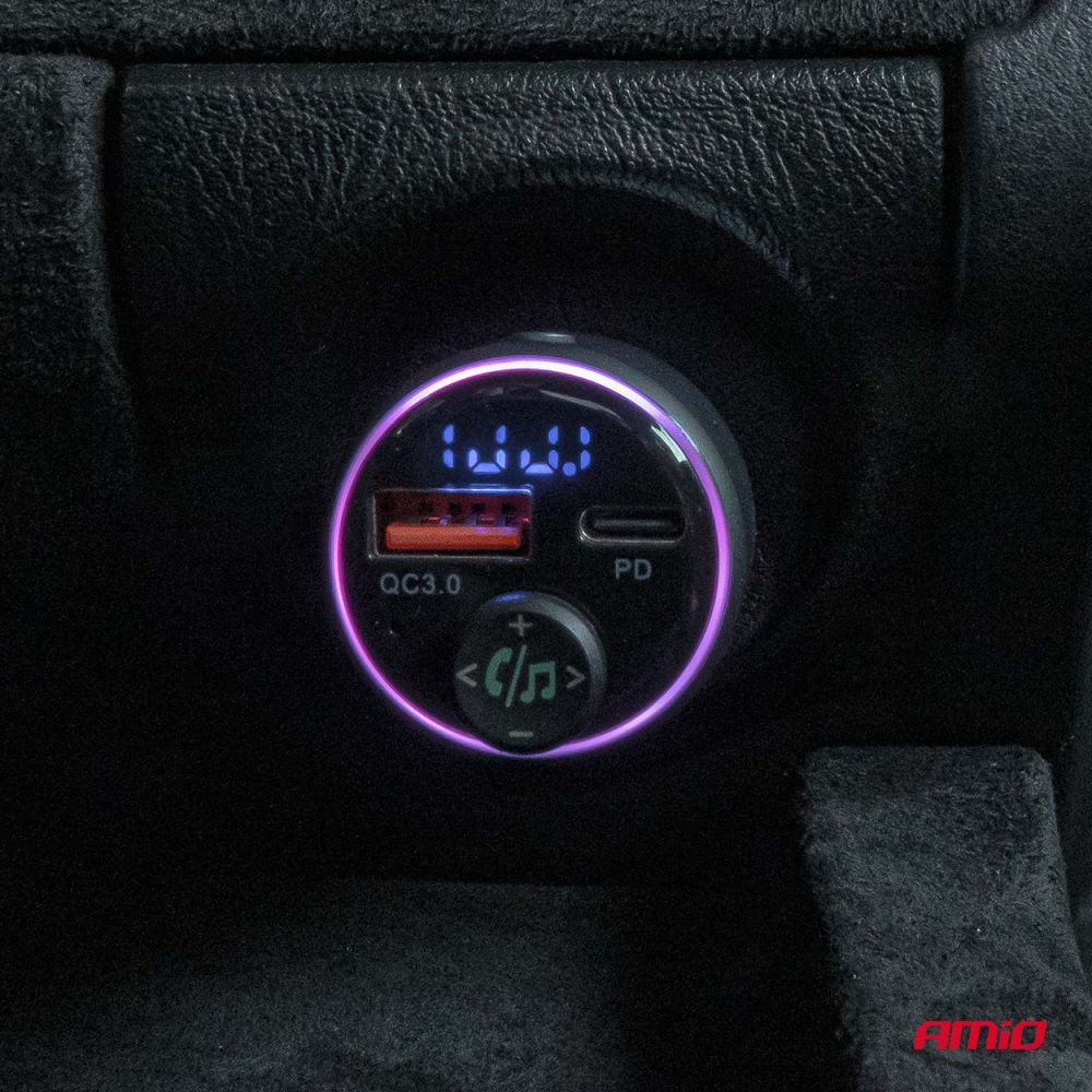 Amio - FM Transmitter Αυτοκινήτου 12/24V με 1xUSB Type-A και 1xUSB Type-C - 1 τεμ. (04655/AM)