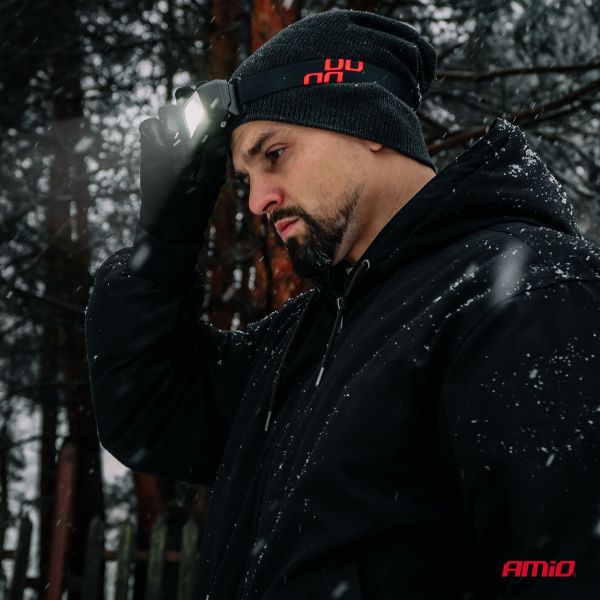 Amio - Φακός Κεφαλής Εργασίας τύπου COB LED χωρητικότητα μπαταρίας 1800mAh - 1 τεμ. (04666/AM)