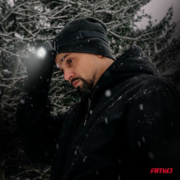 Amio - Φακός Κεφαλής Εργασίας τύπου XPG+COB LED χωρητικότητα μπαταρίας 1800mAh - 1 τεμ. (04667/AM)