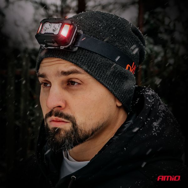 Amio - Φακός Κεφαλής Εργασίας τύπου 2xXPG+10SMD LED χωρητικότητα μπαταρίας 1800mAh - 1 τεμ. (04668/AM)