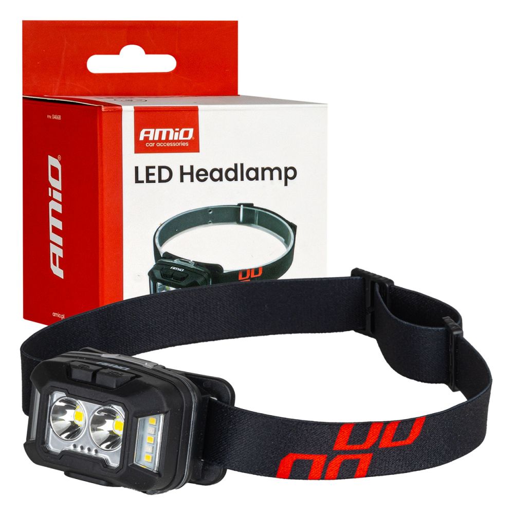 Amio - Φακός Κεφαλής Εργασίας τύπου 2xXPG+10SMD LED χωρητικότητα μπαταρίας 1800mAh - 1 τεμ. (04668/AM)