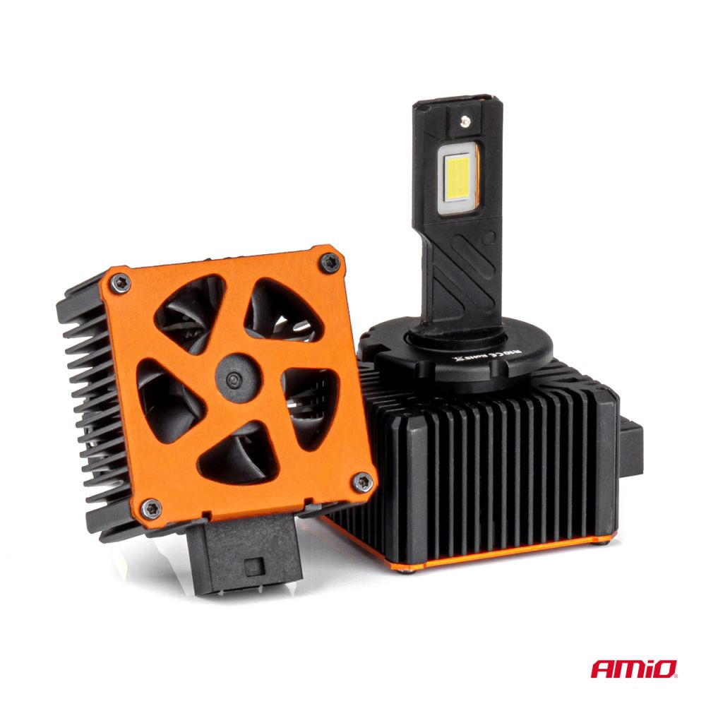 Amio - Λαμπτήρες LED Φώτων Εμπρός τύπου D1S/D1R βάση PK32d-2 τάση λειτουργίας 12V απόδοσης 110W (11132lm) XD PRO Series FULL CANBUS 6500K με ψύκτρα Plug & Play για Επιβατικά Αυτοκίνητα - 2 τεμ. (04679/AM)