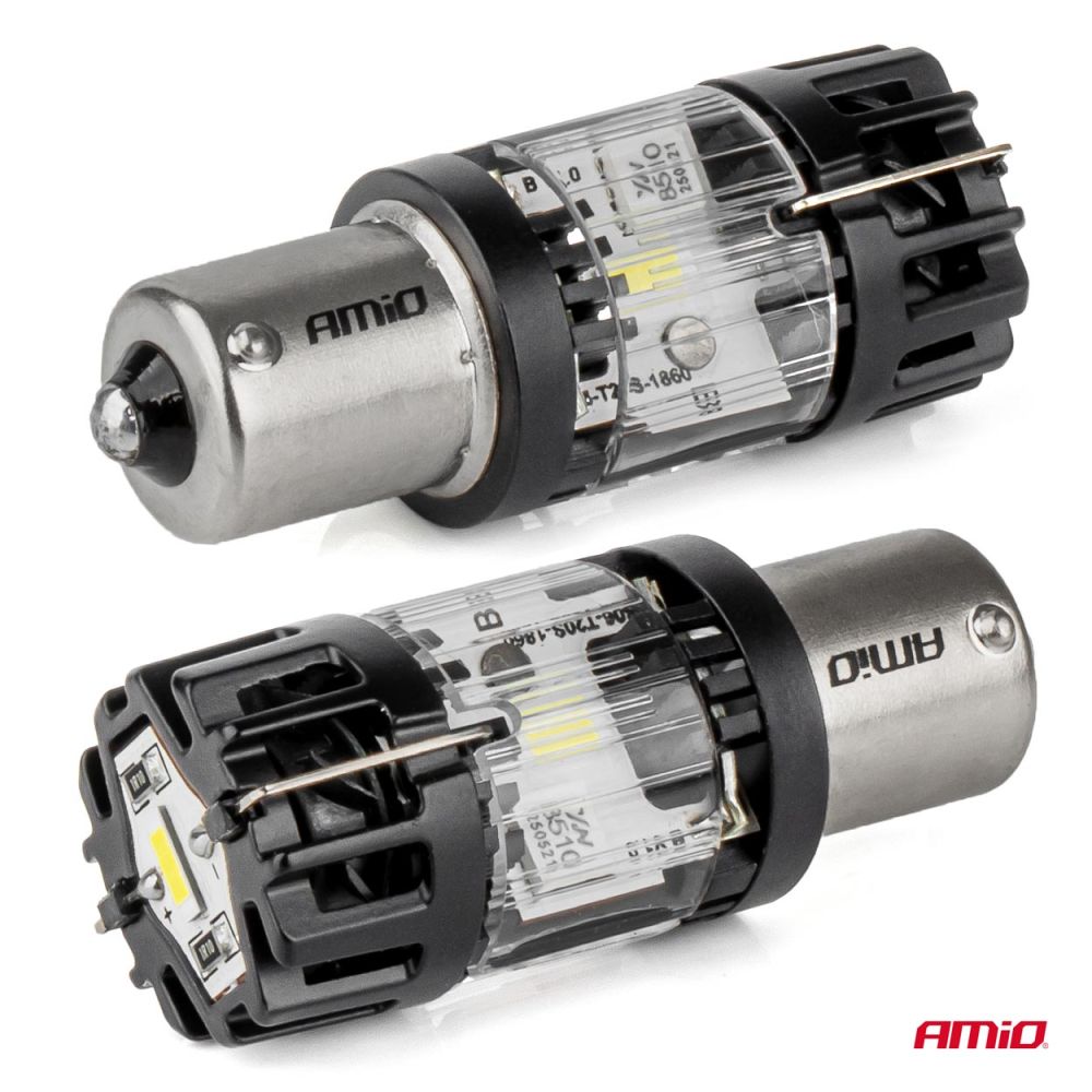 Amio - Λαμπτήρες LED τύπου P21W βάση BA15s τάση λειτουργίας 12V απόδοσης 66W (4800lm) LumiTec Series FULL CANBUS Μονοπολικό CSP 6500K Plug & Play για Επιβατικά Αυτοκίνητα - 2 τεμ. (04688/AM)