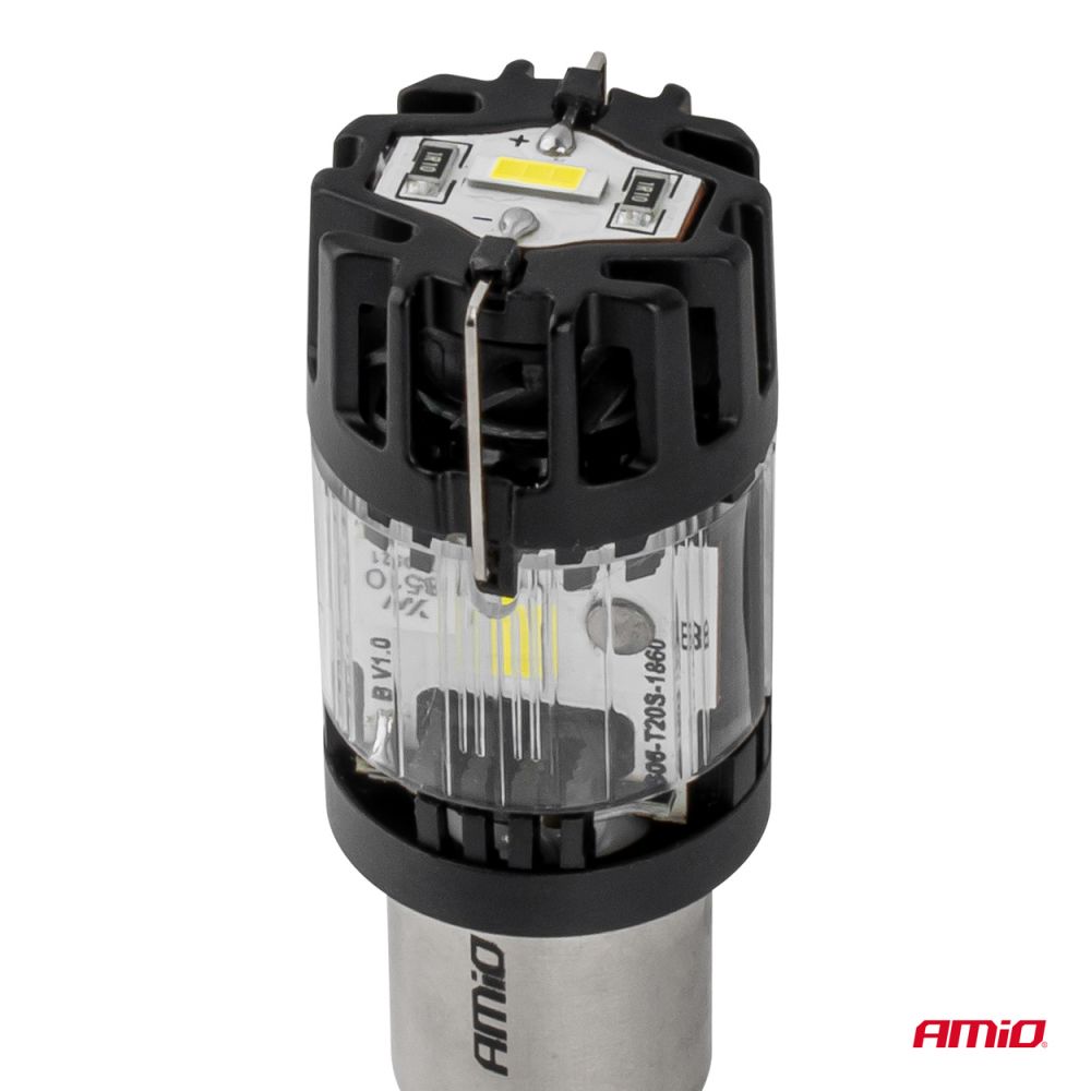 Amio - Λαμπτήρες LED τύπου P21W βάση BA15s τάση λειτουργίας 12V απόδοσης 66W (4800lm) LumiTec Series FULL CANBUS Μονοπολικό CSP 6500K Plug & Play για Επιβατικά Αυτοκίνητα - 2 τεμ. (04688/AM)