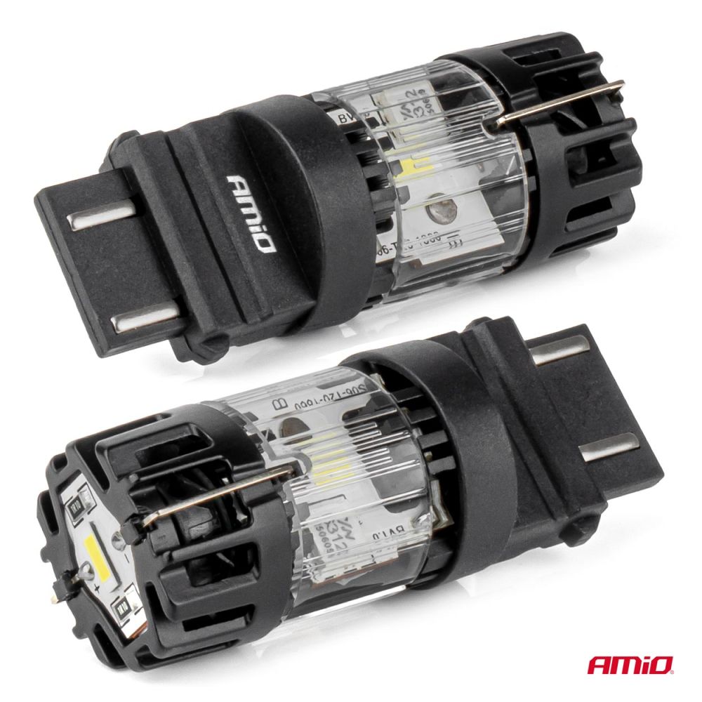Amio – LED CSP P27/7W 3157 Καρφωτό 12V 66W 4800lm 6500K Full CANBUS για Στοπ & Θέσης Ισχυρό Φως – 1 Τεμ. (04691/AM)