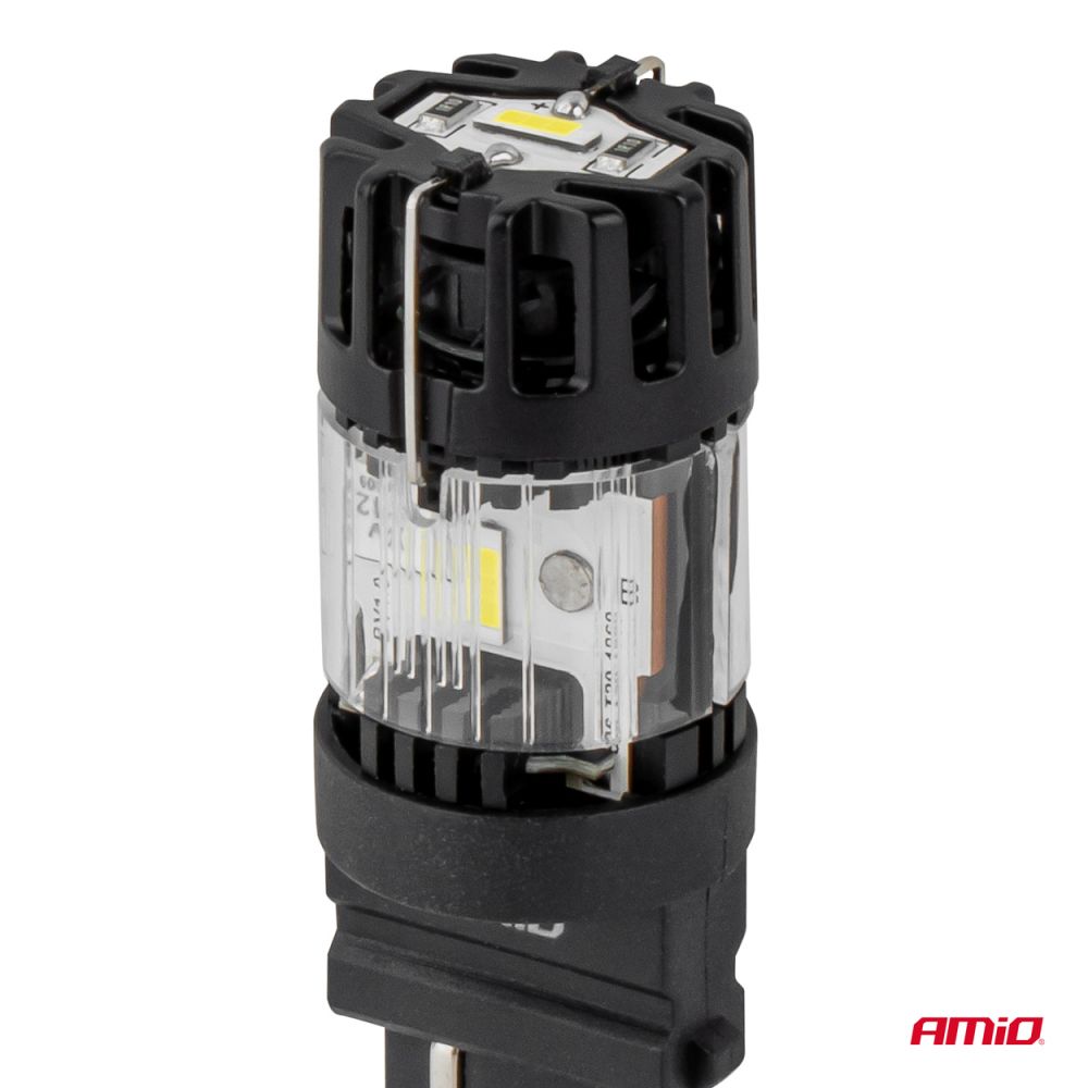 Amio – LED CSP P27/7W 3157 Καρφωτό 12V 66W 4800lm 6500K Full CANBUS για Στοπ & Θέσης Ισχυρό Φως – 1 Τεμ. (04691/AM)