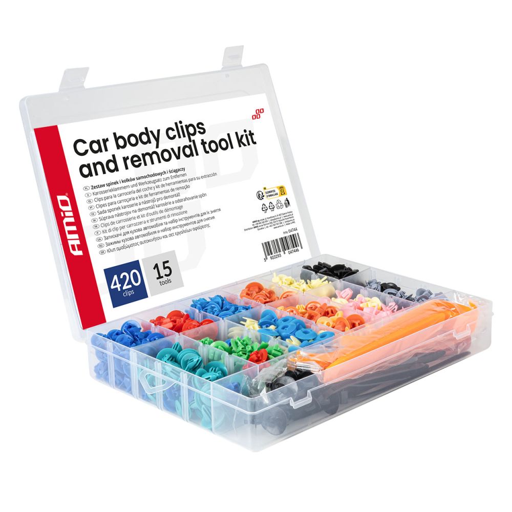 Amio – Κλιπς Αμαξώματος Αυτοκινήτου Σετ 435 Τεμ. με Εργαλεία για Σταθερή Τοποθέτηση & Πλήρη Επισκευή – 1 Σετ (04744/AM)