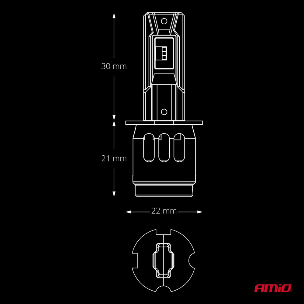 AMiO - Λάμπες LED F26 Pro Series H3 12/24V 68W 2900-3550lm 6.000K Full Can-Bus Plug&Play - 2 Τεμ. (04870/AM)