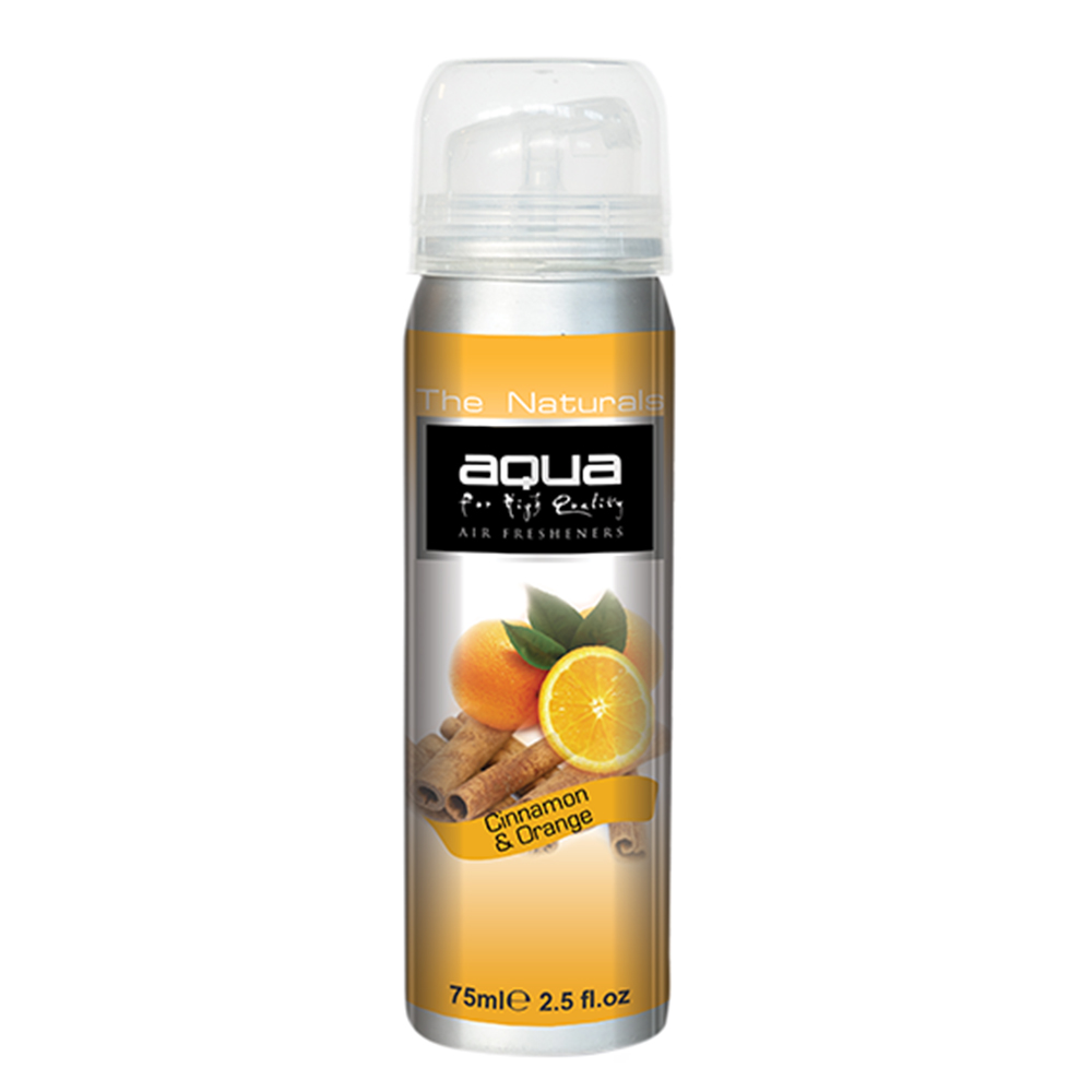 Aqua - ΑΡΩΜΑΤΙΚΟ ΑΥΤΟΚΙΝΗΤΟΥ ΣΕ ΣΠΡΕΙ (SPRAY) ΜΕ ΑΡΩΜΑ ΠΟΡΤΟΚΑΛΙ & ΚΑΝΕΛΑ FRUITS SERIES 75ml AQUA - 1 TEM. (10-208/AQ)