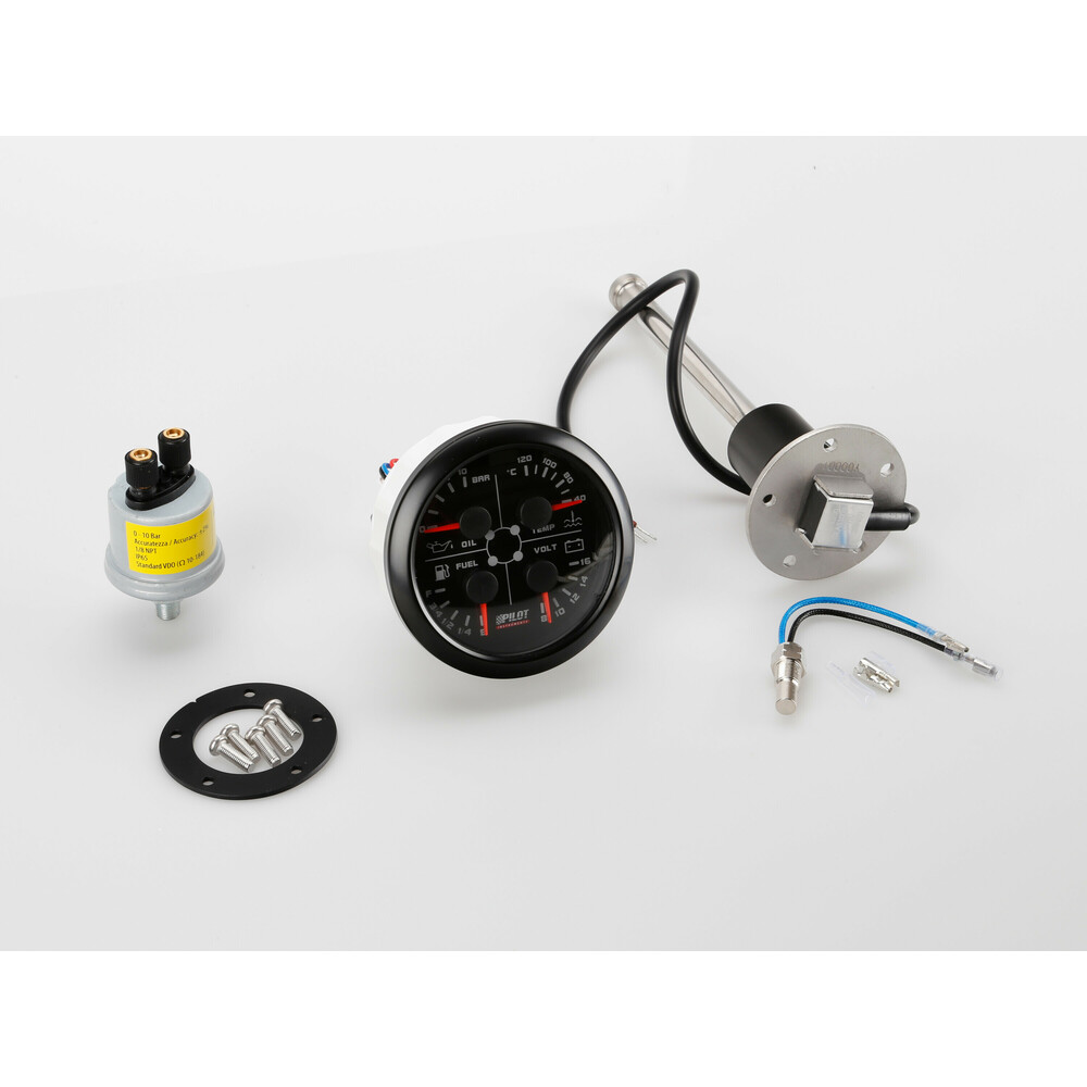Lampa - Αναλογικό Όργανο 4-σε-1 85mm – Βολτόμετρο / Θερμοκρασία Νερού / Πίεση Λαδιού & Καύσιμο - 1 τεμ. (L1014.2)