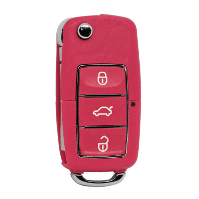 Κέλυφος Κλειδιού Αυτοκινήτου με Λάμα Αναδιπλούμενο με 3 Κουμπιά για VW ροζ