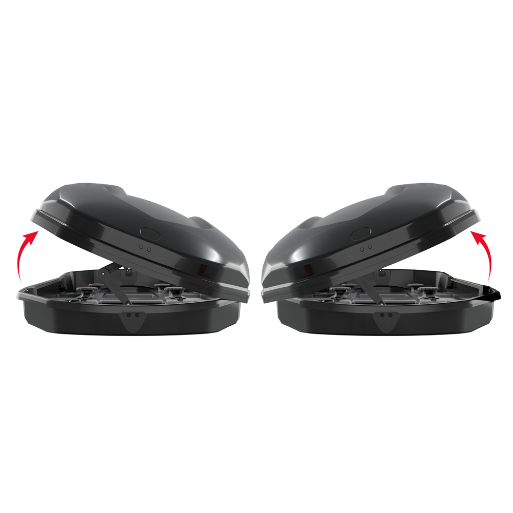 Menabo - Μπαγκαζιέρα Οροφής Satellite 600 Duo Black με T-track σε Μαύρο Γυαλιστερό Χρώμα από ABS Πλαστικό με Διαστάσεις 197,6x94,1x46,7 cm - 1 Τεμ. (14280/MB)
