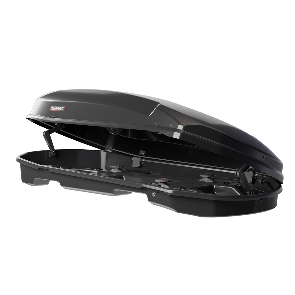 Menabo - Μπαγκαζιέρα Οροφής Satellite 600 Duo Black με T-track σε Μαύρο Γυαλιστερό Χρώμα από ABS Πλαστικό με Διαστάσεις 197,6x94,1x46,7 cm - 1 Τεμ. (14280/MB)