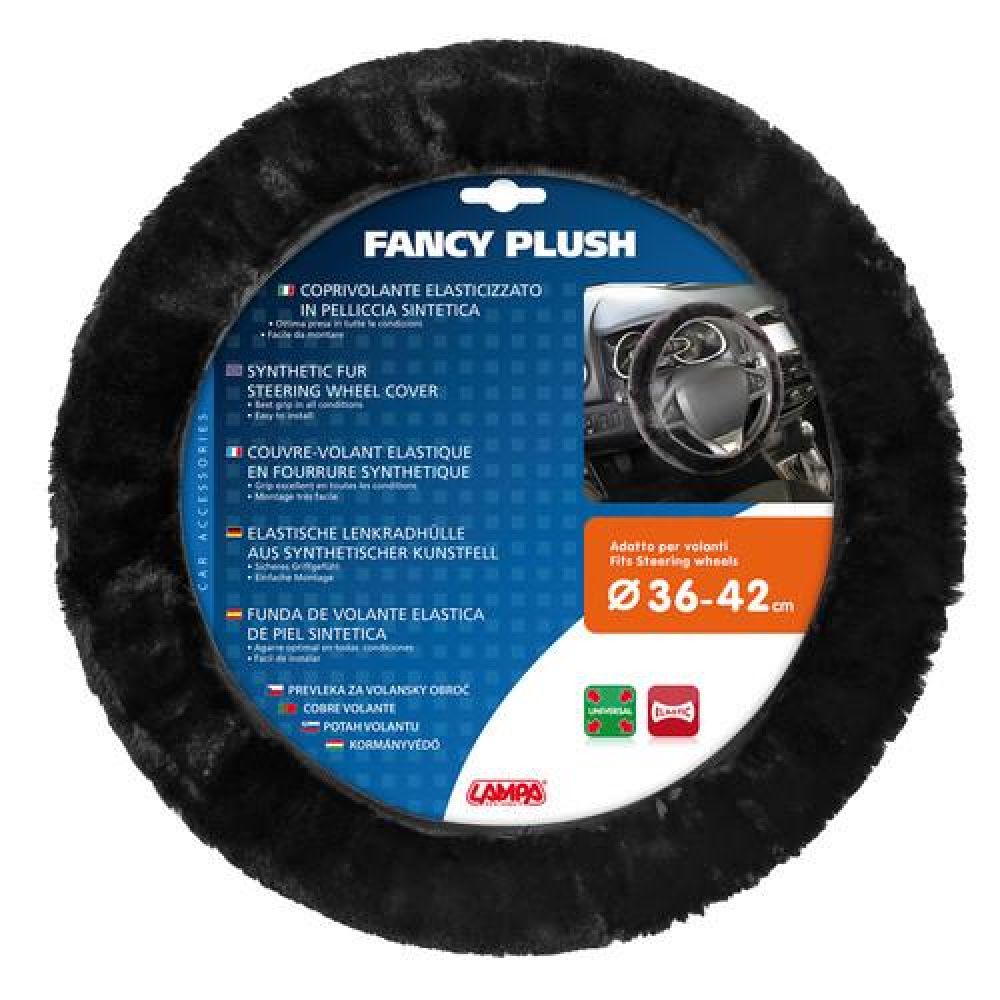 Lampa Κάλυμμα Τιμονιού Αυτοκινήτου Fancy Flush 36-42εκ. Άοσμο Συνθετικό Μαύρο Γούνινο/Χνουδωτό Ζεστό 1-τεμ. (L3296.2)