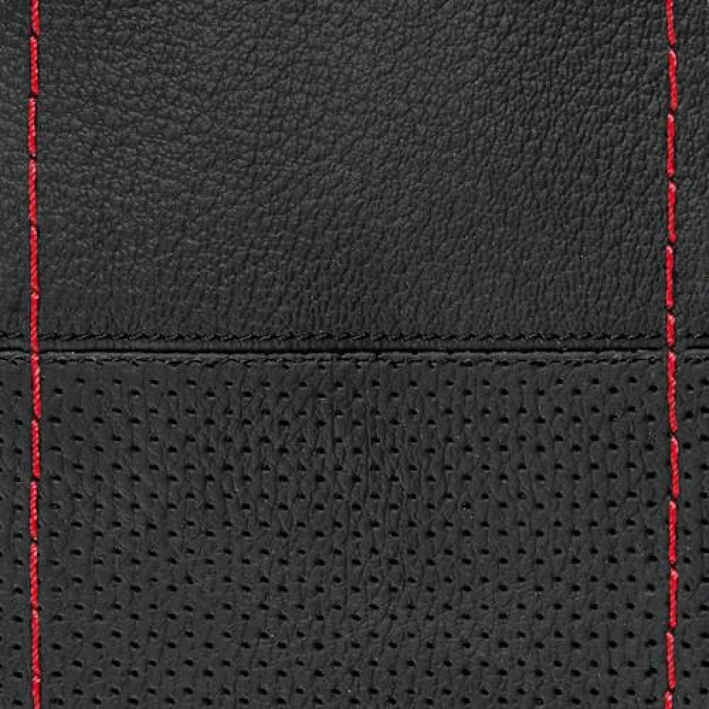 Lampa Κάλυμμα Τιμονιού Αυτοκινήτου Sport Leather Top Grip Δετό 37-39εκ. Λείο & Διάτρητο Γνήσιο Δέρμα Μαύρο με Κόκκινη Ραφή 1-τεμ. (L3299.9)