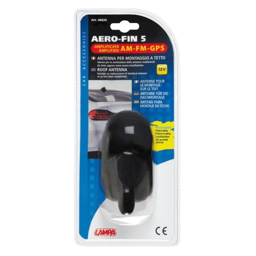 ΠΡΟΣΦΟΡΑ ΚΕΡΑΙΑ ΚΑΡΧΑΡΙΑΣ AERO-FIN 5 12V ΜΑΥΡΗ AM/FM/GPS ΜΕ ΕΝΙΣΧΥΤΗ ΣΗΜΑΤΟΣ 64x108x67mm