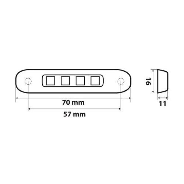 ΦΩΣ ΟΓΚΟΥ ΦΟΡΤΗΓΟΥ 4LED ΠΡΑΣΙΝΟ 12/24V 70x16x11mm ΑΔΙΑΒΡΟΧΟ 1ΤΕΜ.