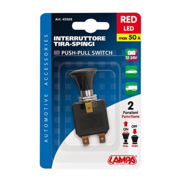 ΠΡΟΣΦΟΡΑ ΔΙΑΚΟΠΤΗΣ PUSH-PULL 14,2mm 12/24V 50A ΜΕ ΚΟΚΚΙΝΟ LED