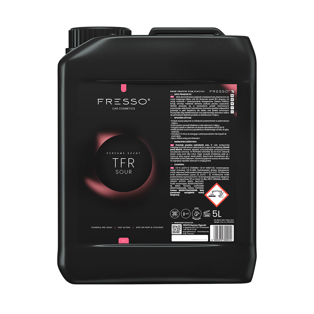 Fresso - Καθαριστικό Πρόπλυσης Αυτοκινήτου TFR Sour 5 L με Όξινο pH για Βαφή, Ζάντες και Κεραμικές Επιστρώσεις με Αραίωση έως 1:20 - 1 Τεμ. (390914/FRE)