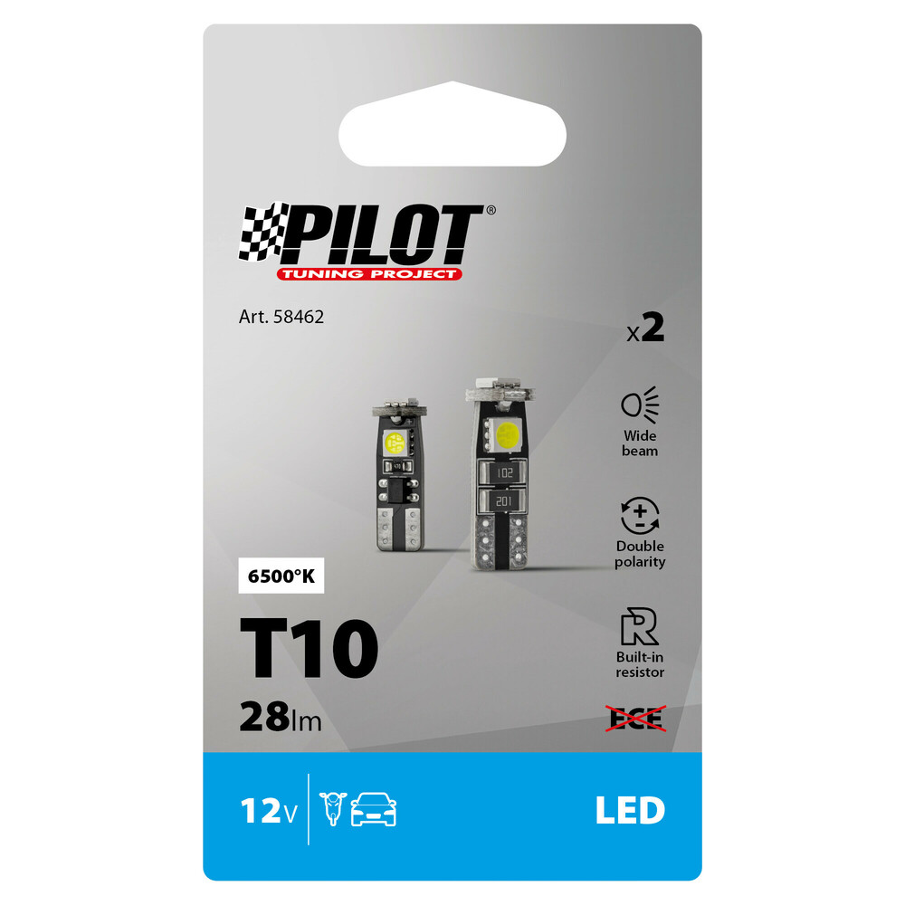 Lampa - Λαμπάκια T10 W5W 12V W2,1x9,5d 28lm Hyper-Led 9 Λευκό Διαχέσεως 3 SMD x 3 Chips Τριπλοεστιακά CAN-BUS με Ενσωματωμένη Αντίσταση - 2 Τεμ. (5846.2-LM)