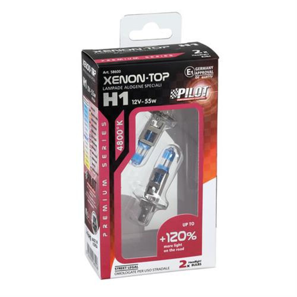 H1 12V 55W P14,5s XENON TOP 4.800K +120% φως  2τεμ.